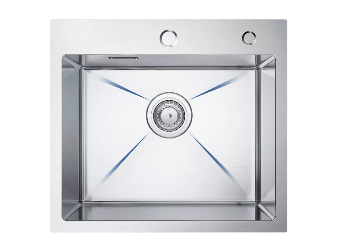 Cecipa max 2 en 1 Evier de cuisine 1 Bac Évier de Cuisine Carré Inoxydable Brossé 50*45*18.5cm + Robinet de Cuisine Noir Avec Douchette Extractible