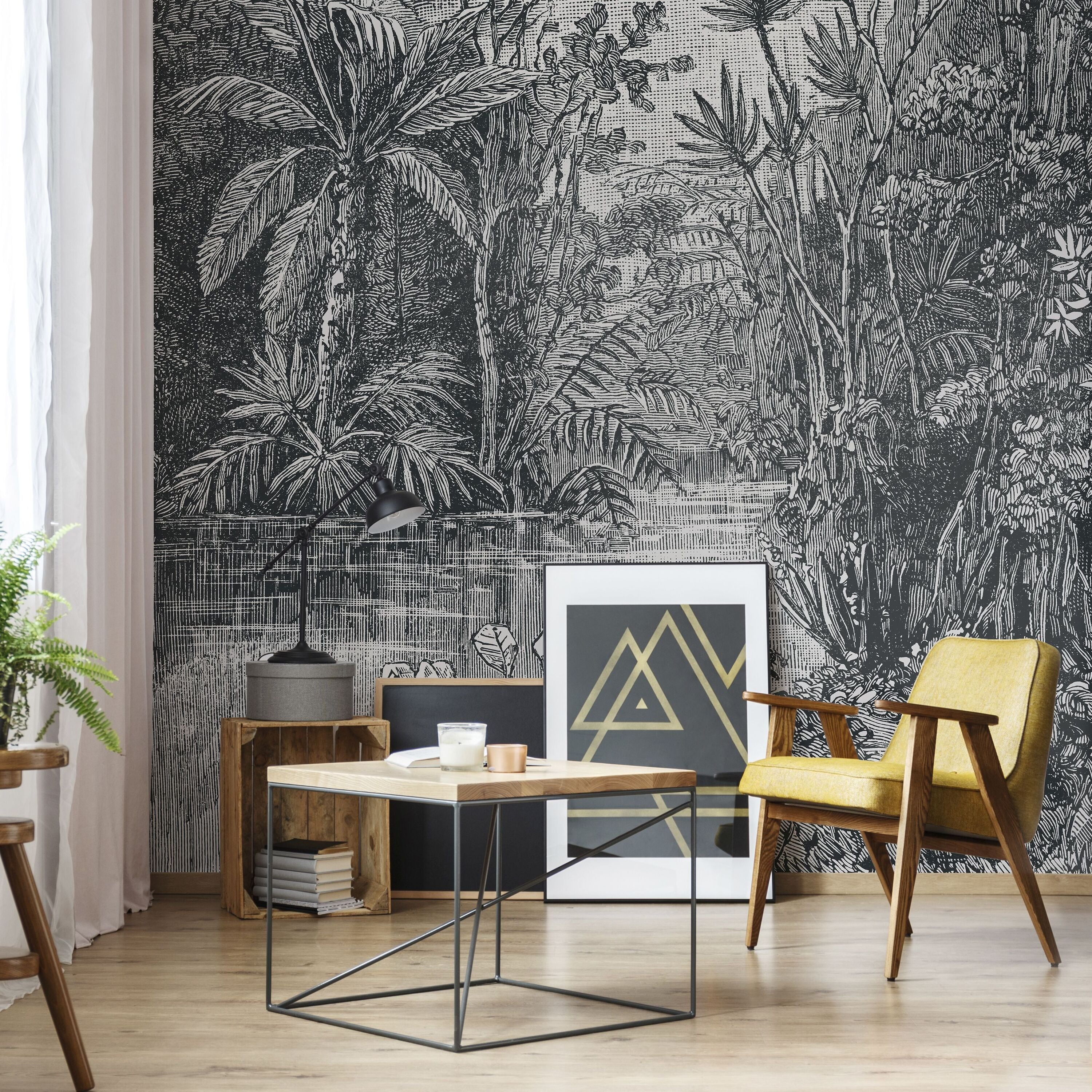 Art for the Home Jungle Fotobehang in Black