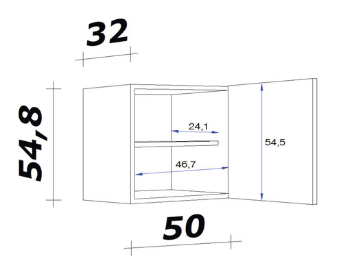 Flex Well Oslo wandkast BxDxH 50 x 32 x 55 cm Sonoma eiken mat gedemonteerd scharnier omkeerbaar (links of rechts te monteren)