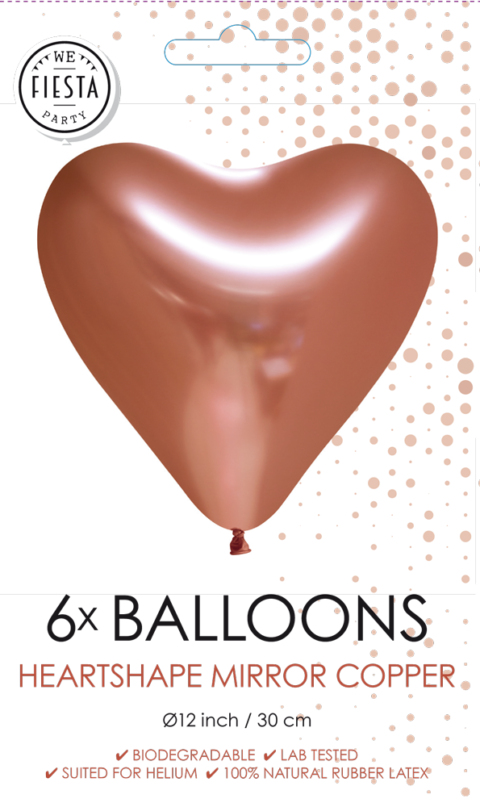 Hartjes Ballonnen Koper 30cm 6st