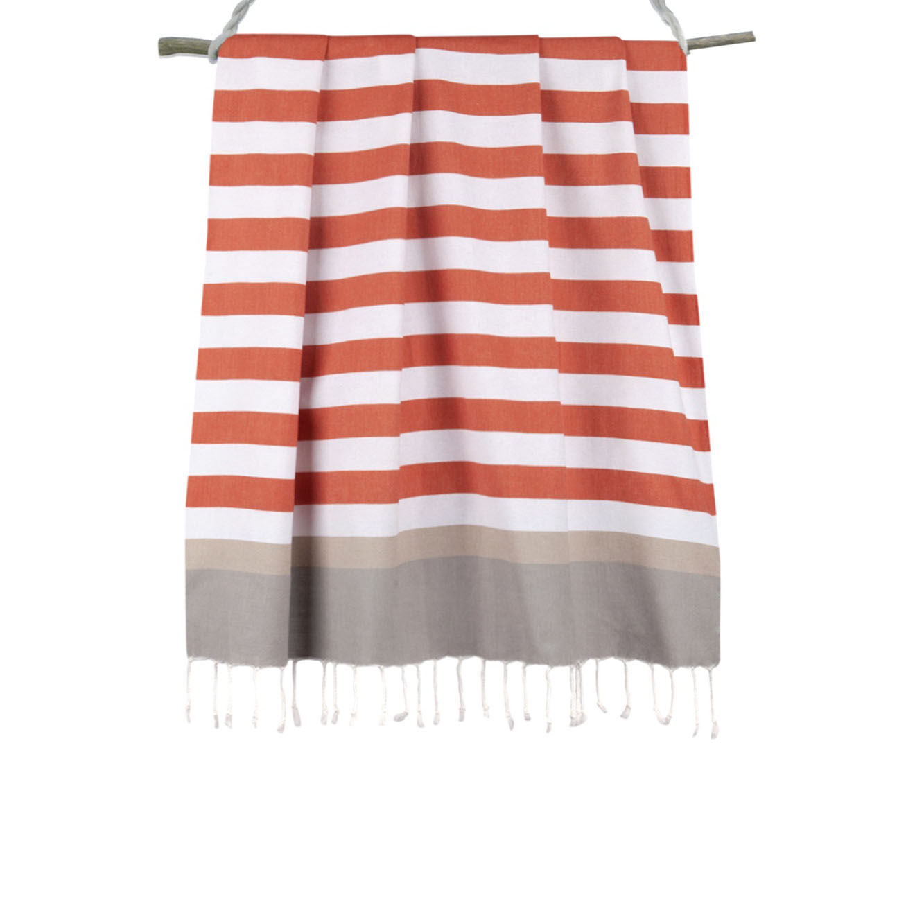 Febronie Fouta Arcachon terracotta/blanc/taupe clair/gris perle - 100x200 cm
