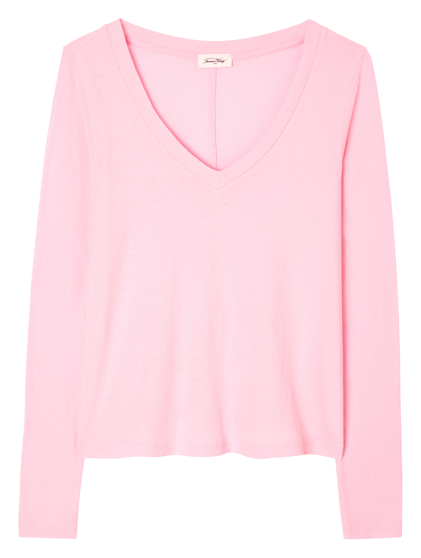 GAMIPY - Tee-shirt col V droit en coton | Rose