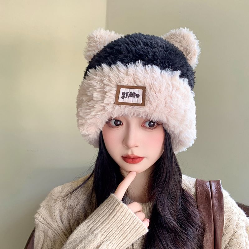 LANWO - Zachte beanie met berenoor
