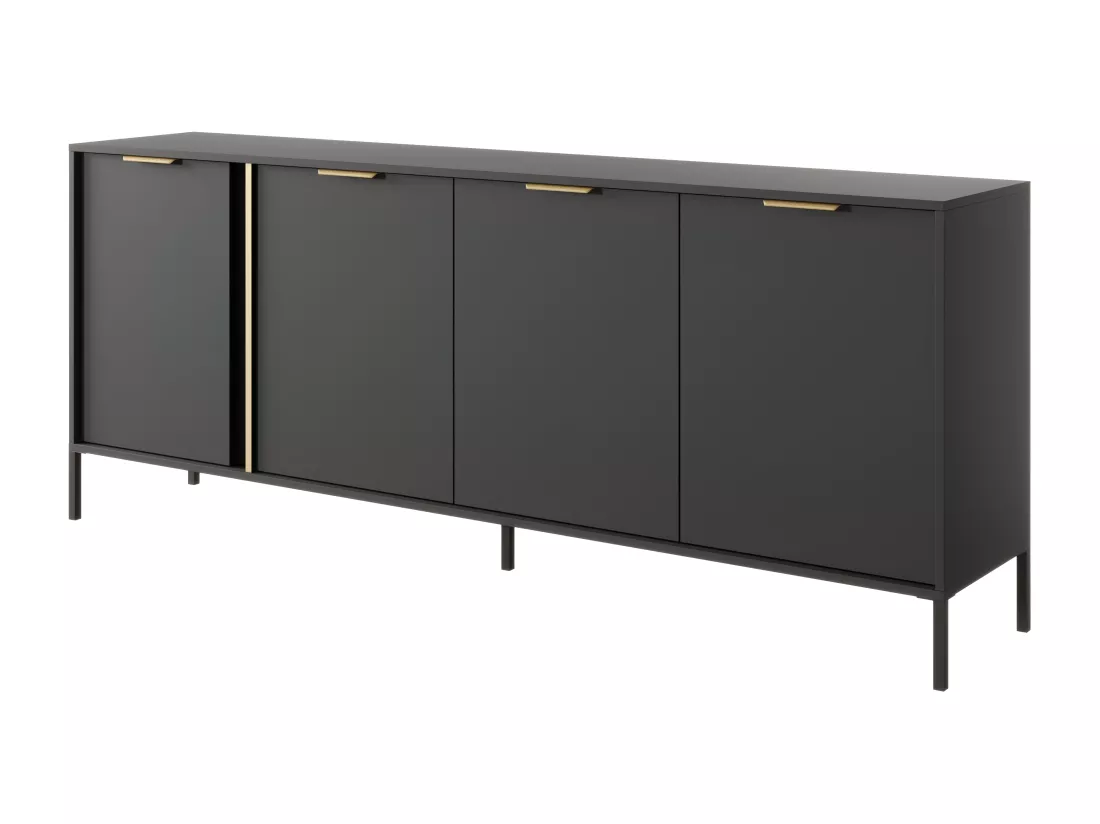 Buffet avec 4 portes - Anthracite et doré - PAVELI