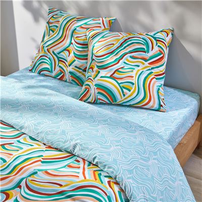 Linge de lit polycoton motif vagues - BECQUET CRÉATION