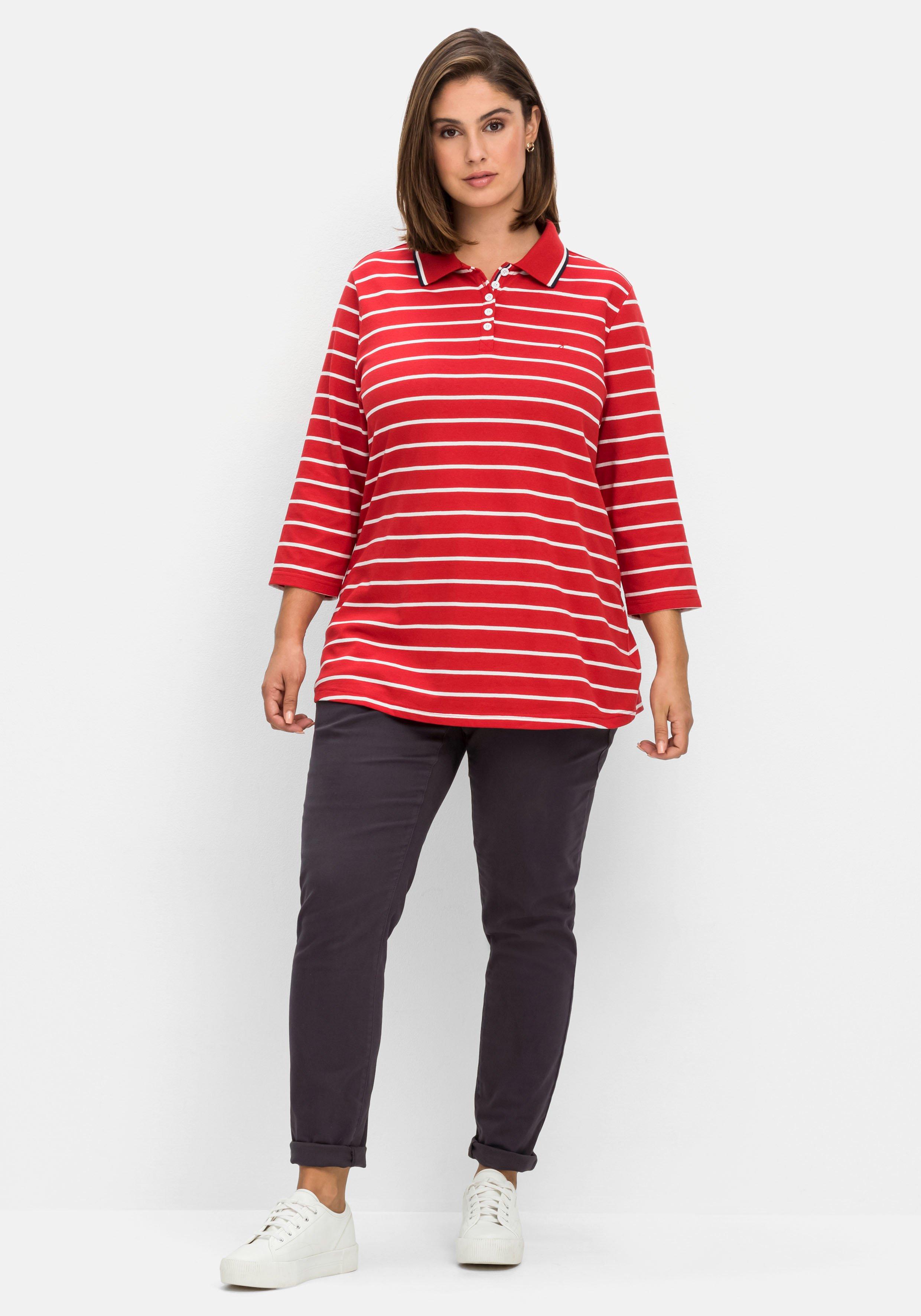 Gestreiftes Poloshirt mit 3/4-Arm