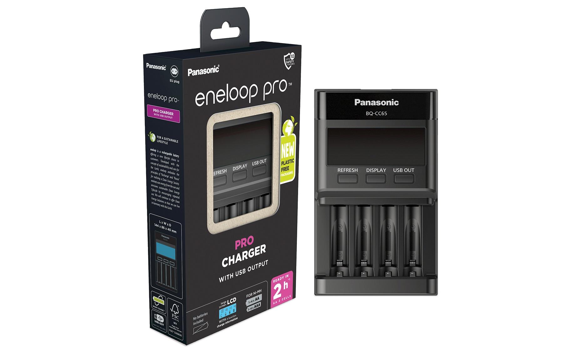 Ladegerät eneloop pro Pro Charger BQ-CC65Ladegerät für bis zu vier AA Batterien mit LC-Display