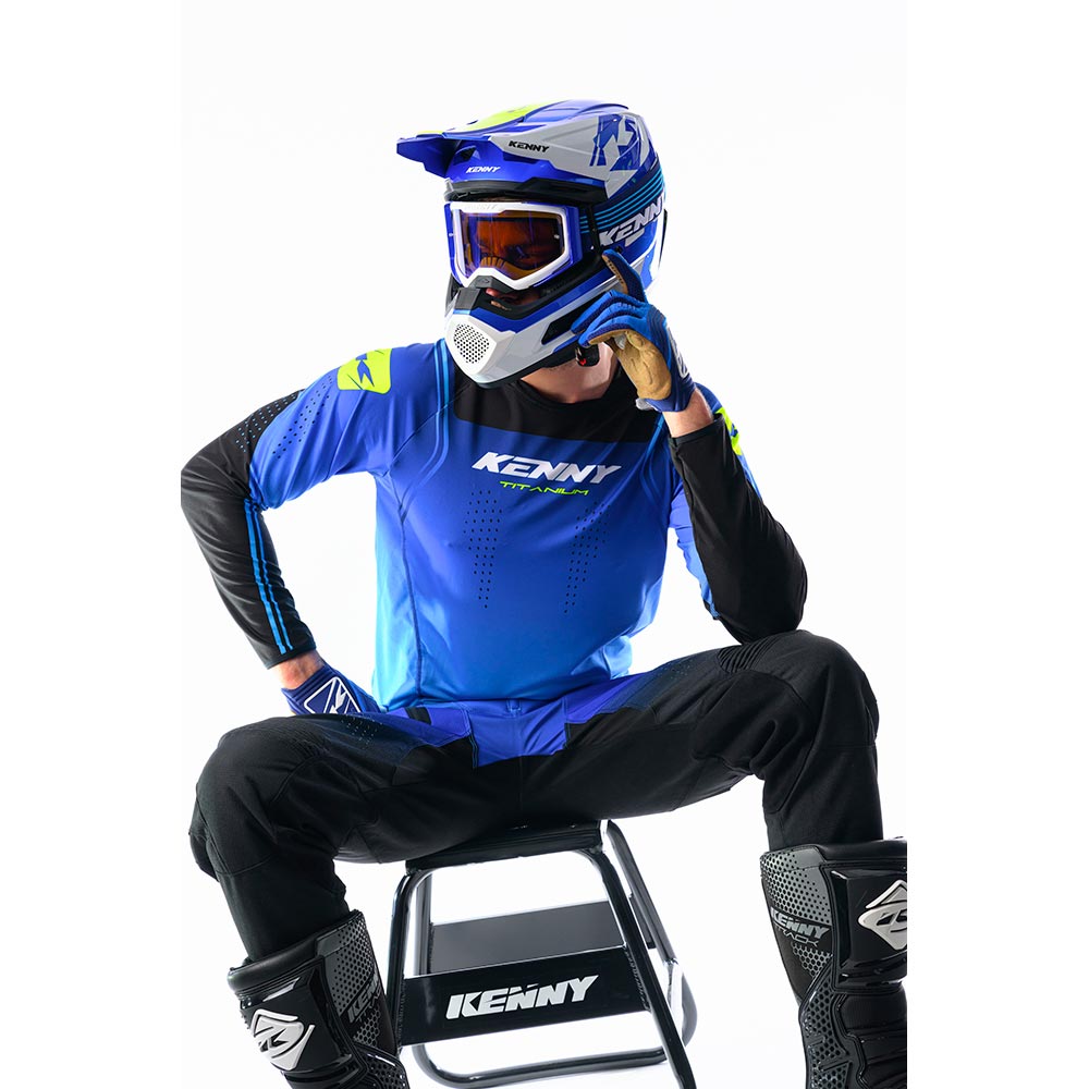 Kenny - Maillot Titanium Bleu / Noir / Jaune fluo