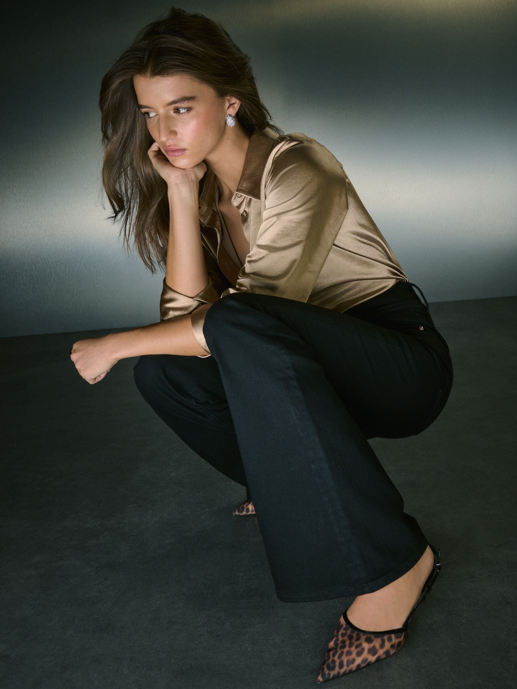 Zwart - High Rise Stretch Flare Jeans