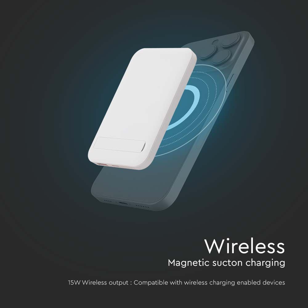 Magnetische draadloze powerbanks - witte behuizing - 10000mAh