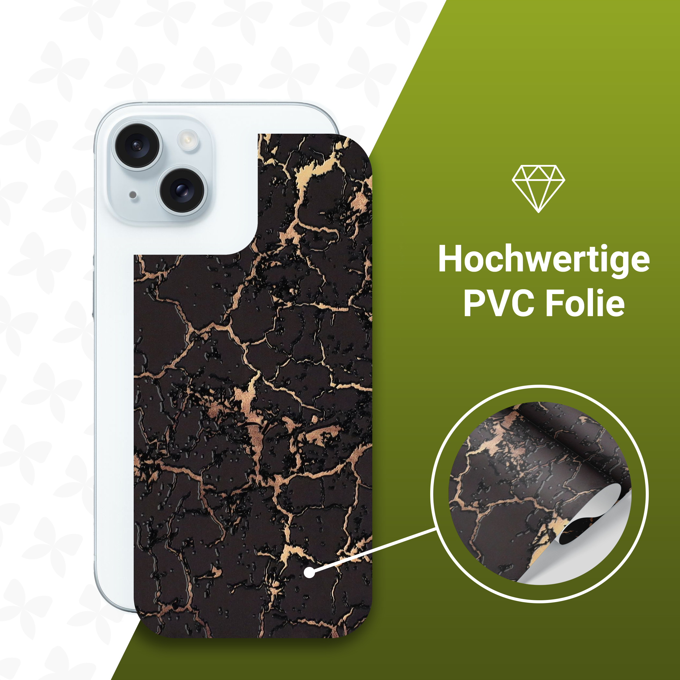 (2er Set) iPhone 15 Backcover Schutzfolie Swiss Made - Vintage Croco