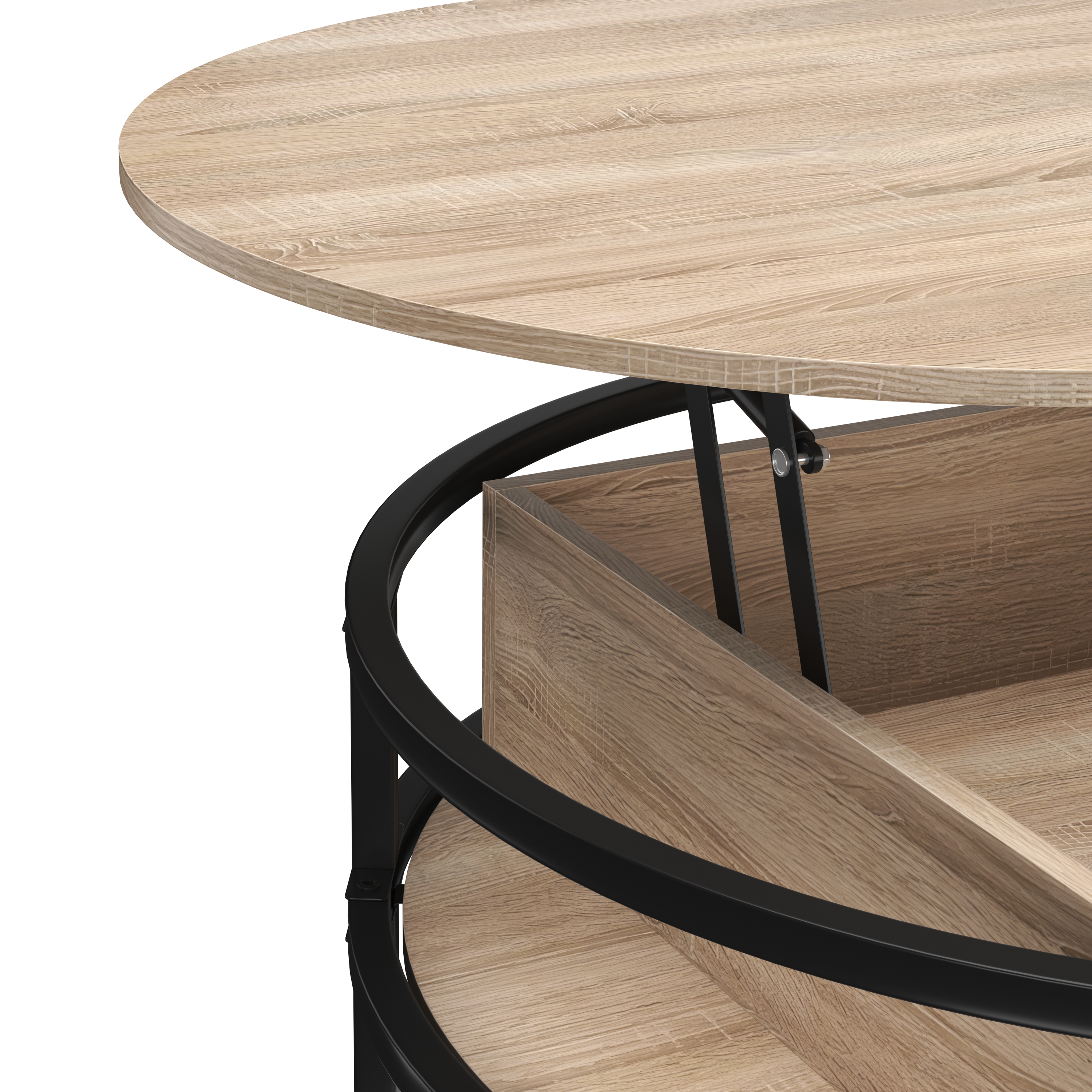 Beistelltisch FLEXORA höhenverstellbar rund 80 cm hellbraun