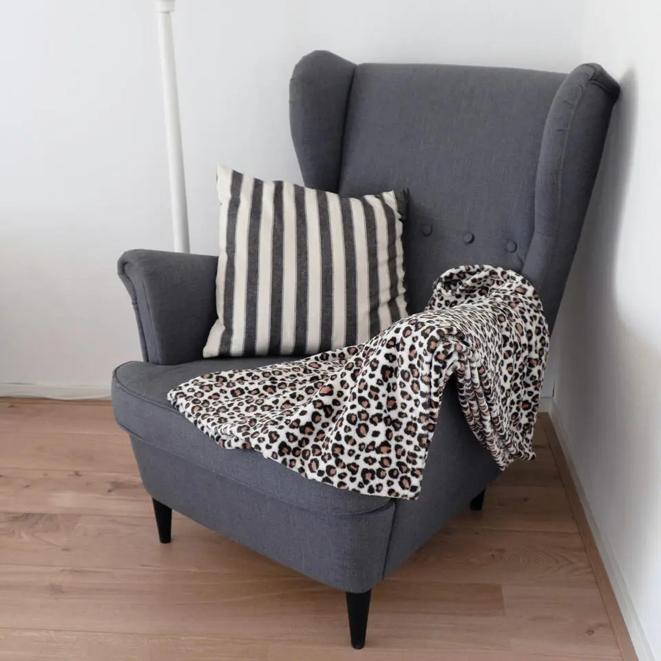 Bellatio design Plaid fleece deken - luipaard print - 120 x 160cm