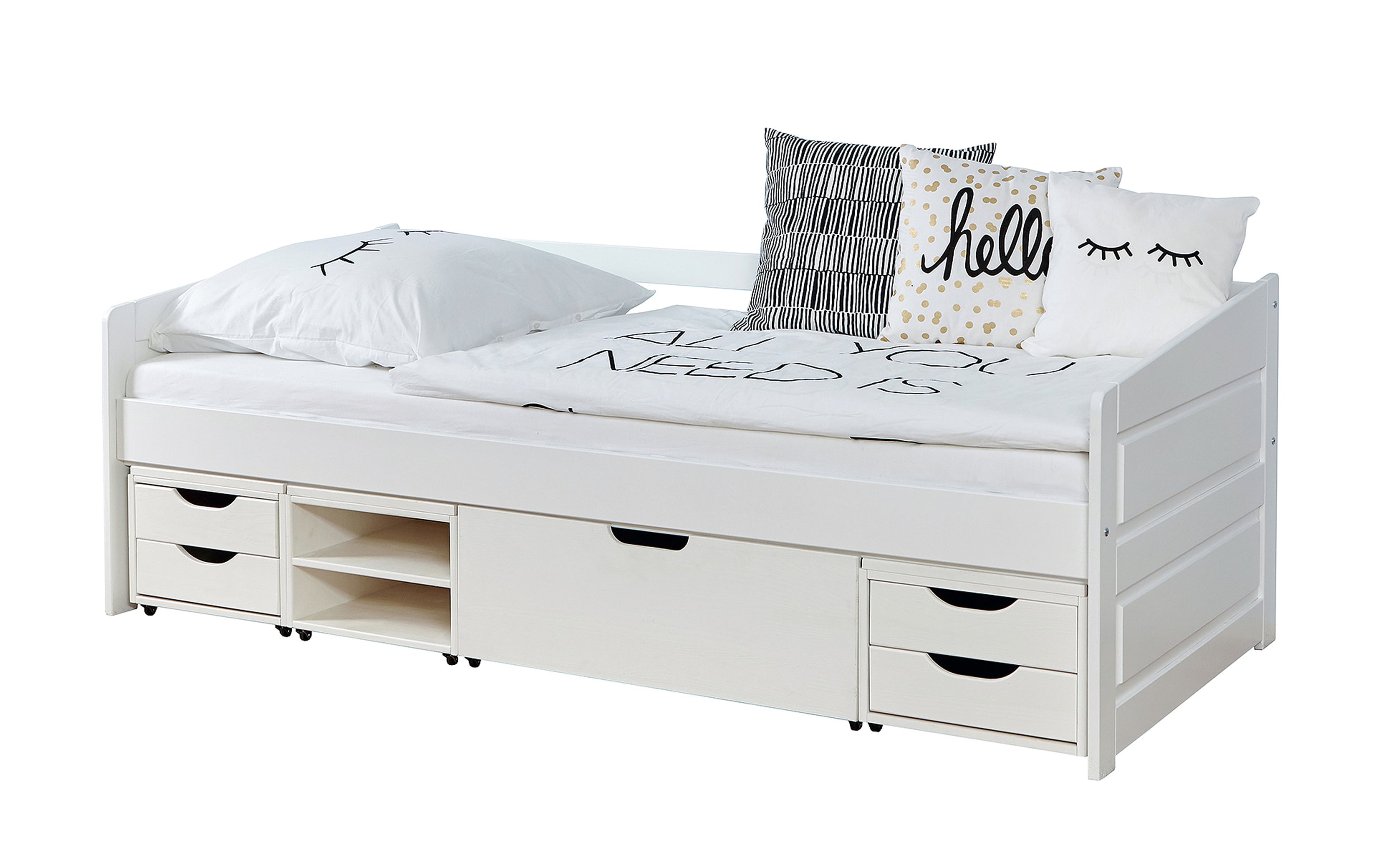 TiCAA Sofabett Micki 90x200 Buche Weiß
