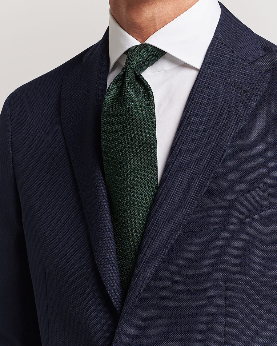 Finamore Napoli Grenadine Silk Tie Forest Green
