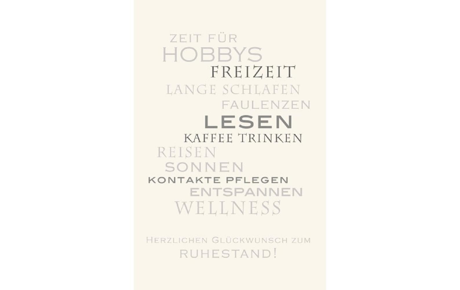 Glückwunschkarte Ruhestand B6, mit CouvertRuhestand Zeit für ...