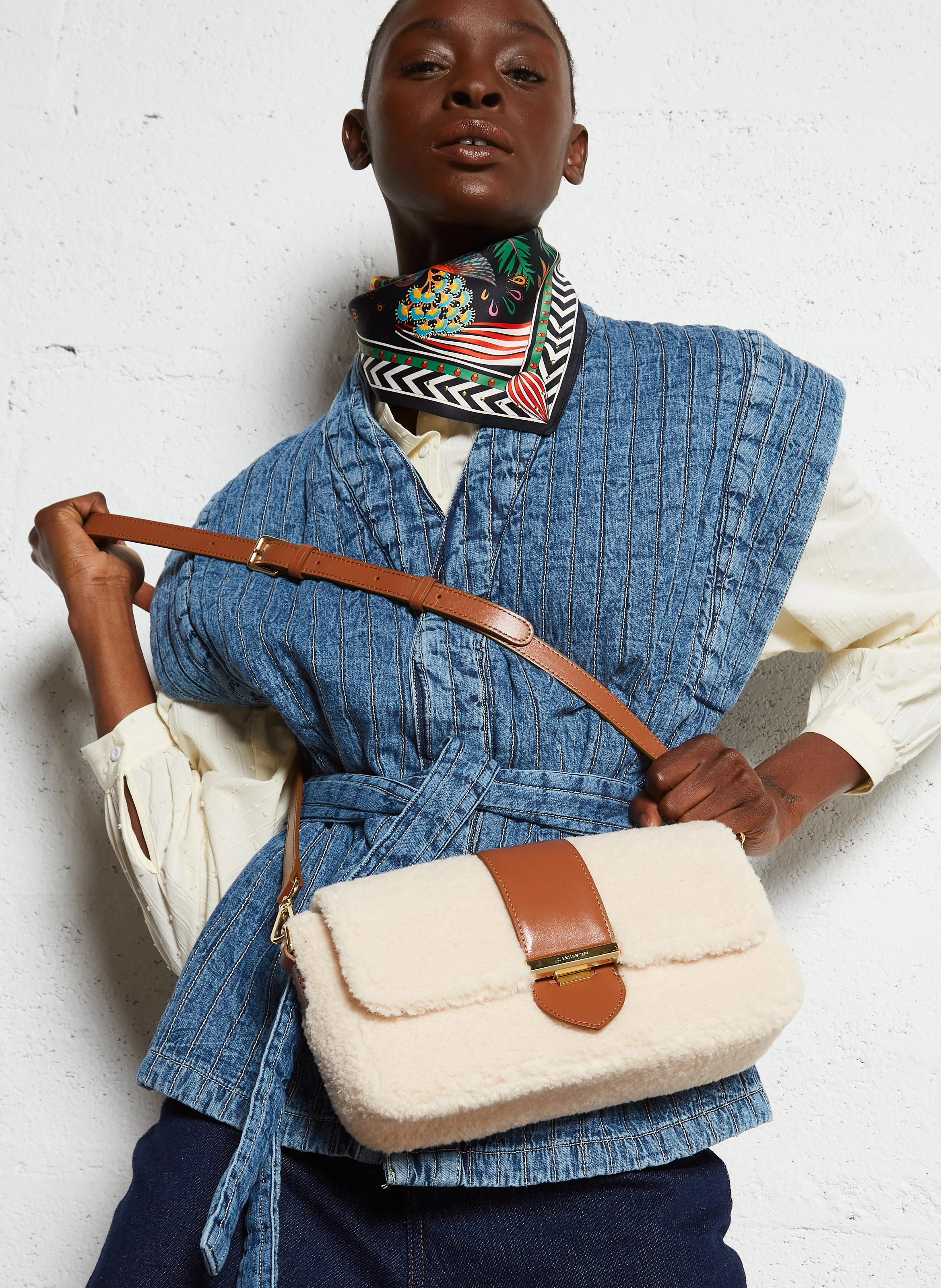 MOUMOUTE - Sac porté épaule en sherpa | Marron