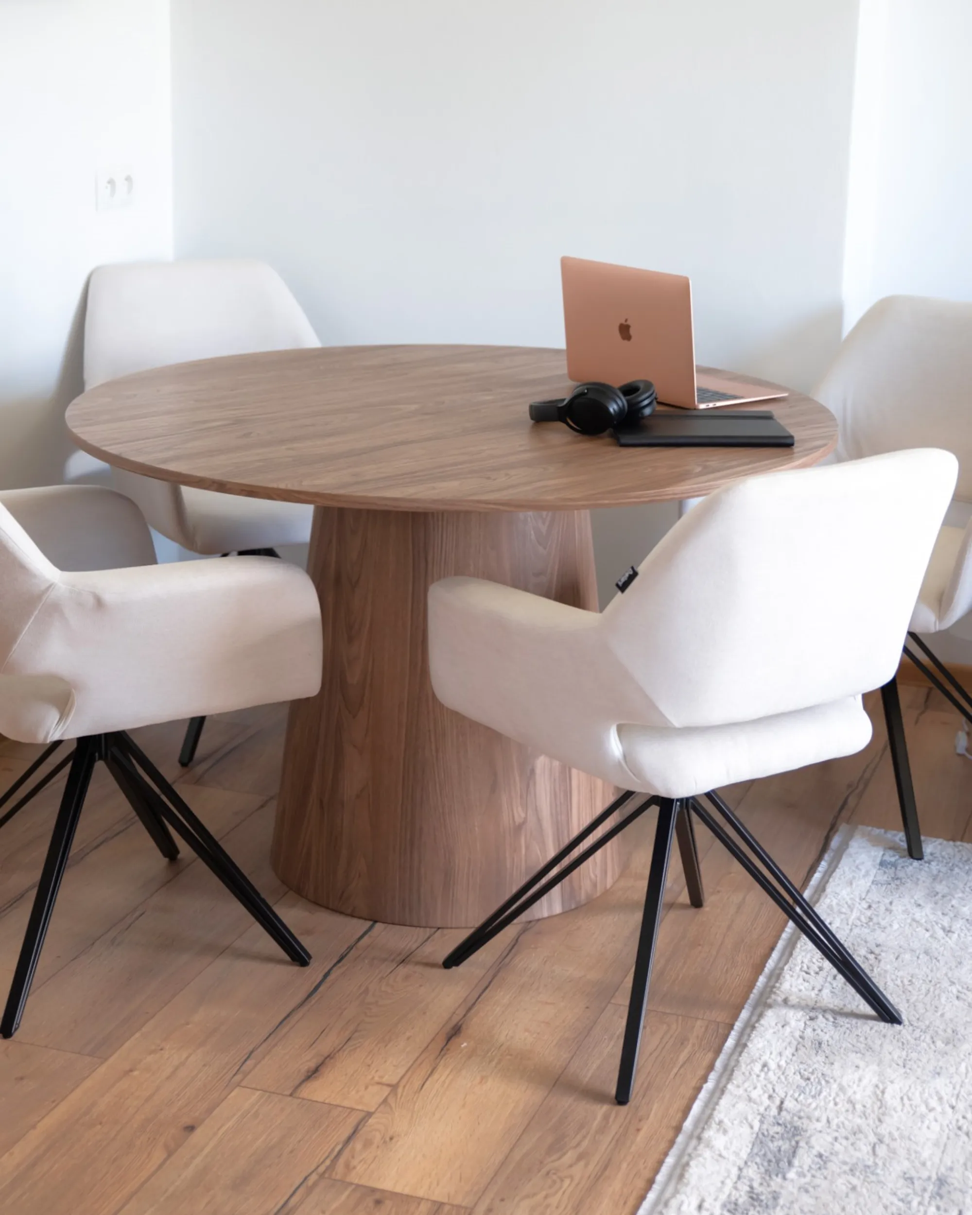 Set van 2 eetkamerstoelen CINEY Stof Gebroken wit