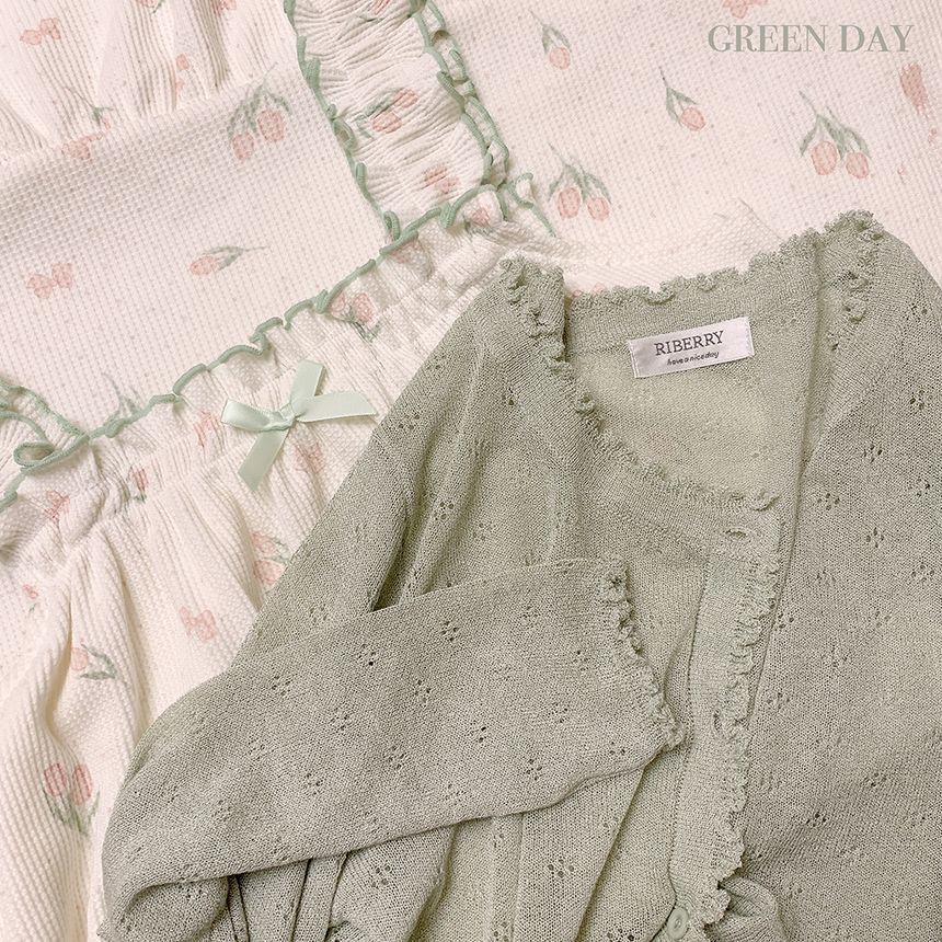 Glotto - Geplooide transparante cardigan met oogjes
