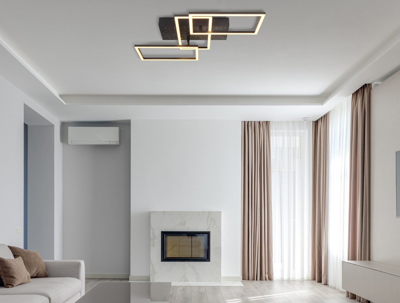 LED-Deckenleuchte - schwarz matt - opal - Sterneneffekt - 59 cm