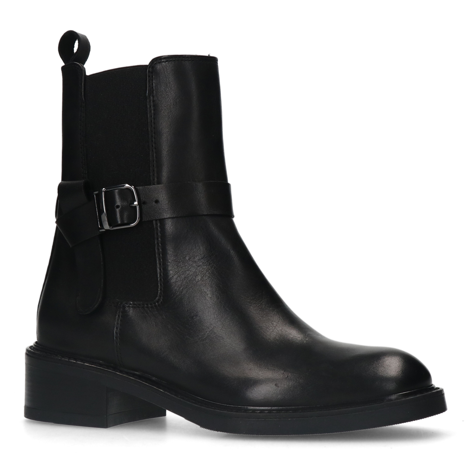 Zwarte leren chelsea boots met gesp