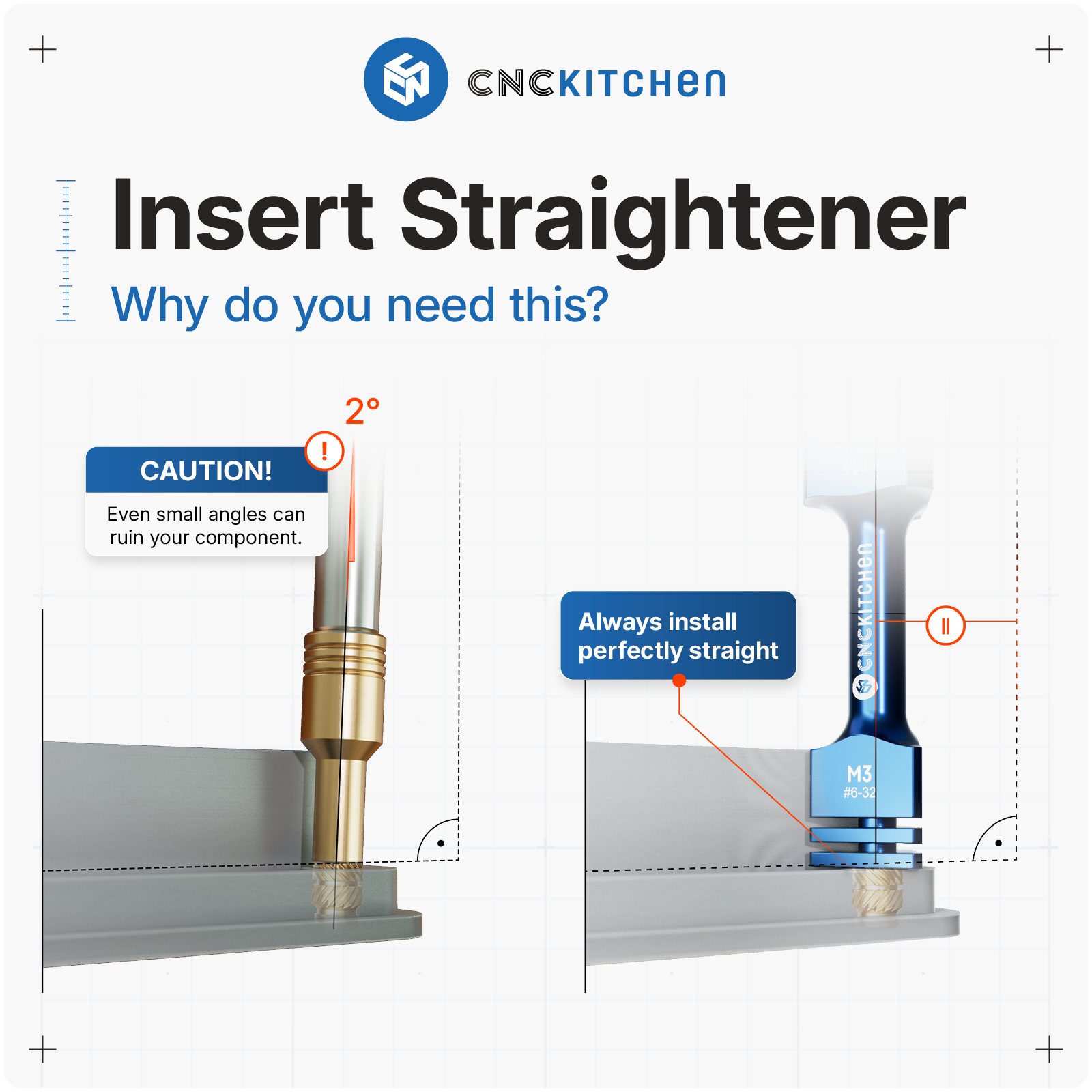 CNC Kitchen  Einsetzhilfe für Gewindeeinsätze, M2 - M2.5    Werkzeug für das perfekte Einsetzen von Gewindeeinsätzen