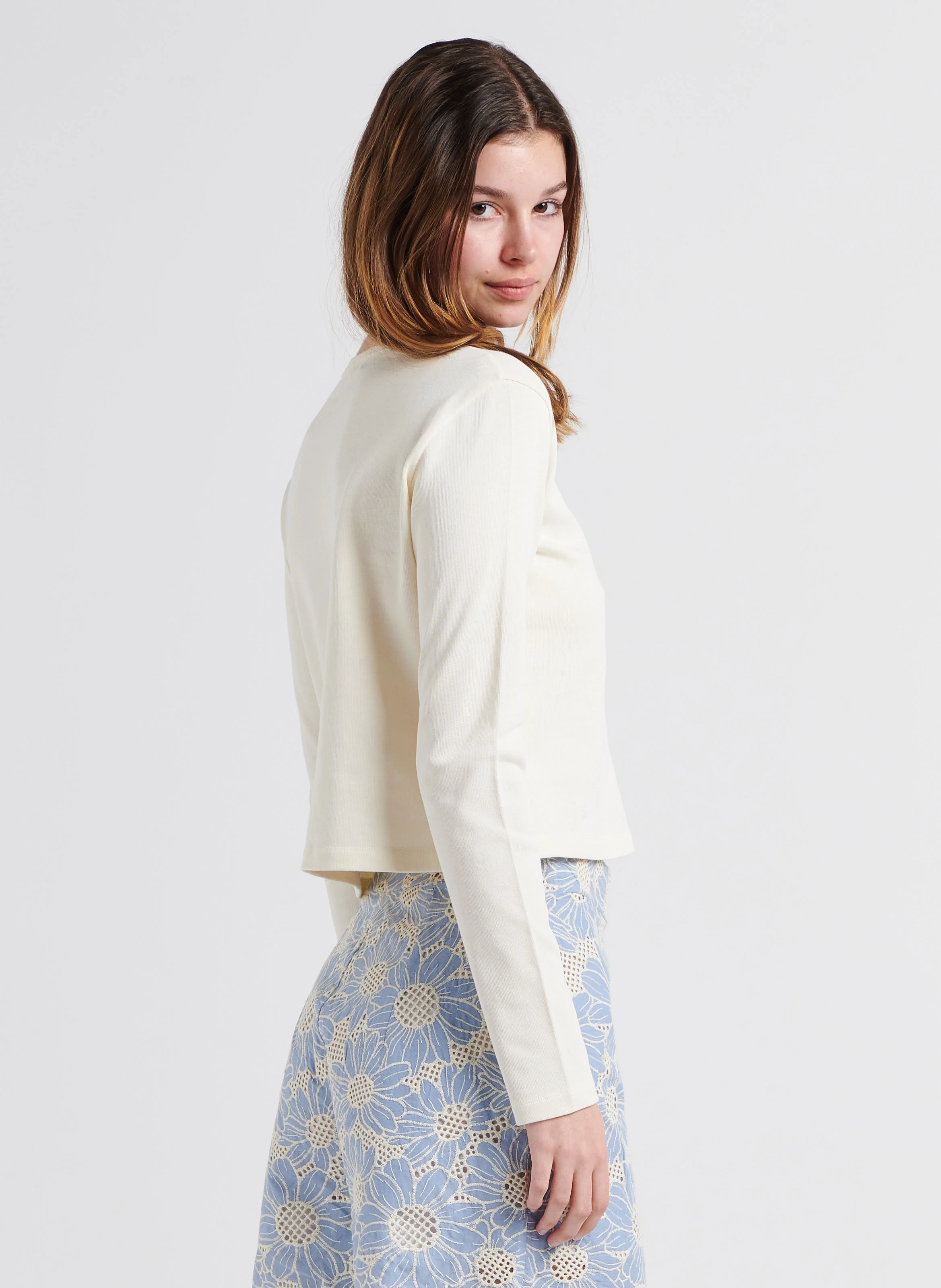 TOLBIAC GOOD VIBES - Cardigan col rond brodé Good vibes en coton bio| Blanc
