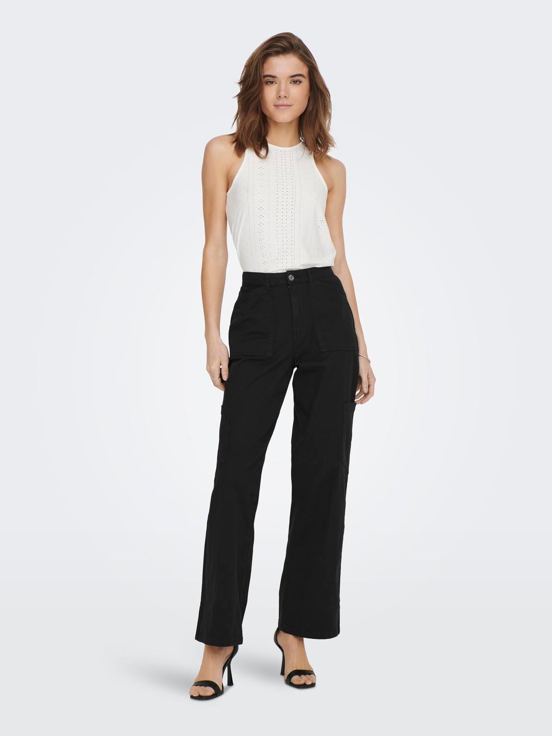 ONLVOX Hohe Taille Karotte Cargo-Hose Black
