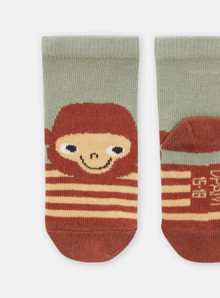 Chaussettes rayées à motif singe pour bébé garçon