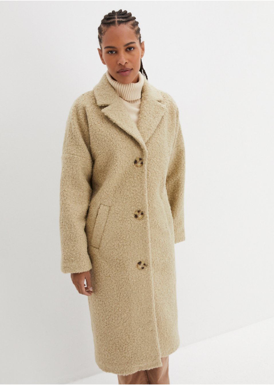 Manteau oversize en maille bouclette