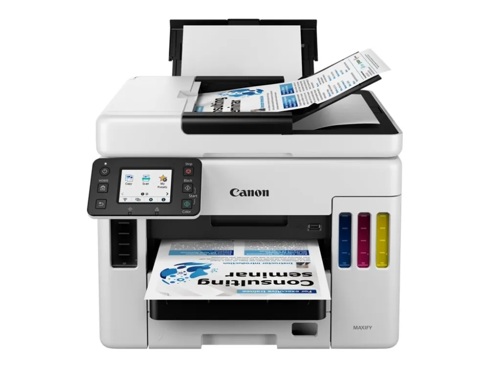 Canon MAXIFY GX7050 - Multifunktionsprinter - farve - blækprinter - kan genopfyldes - Legal (216 x 356 mm)/A4 (210 x 297 mm) (original) - A4/Legal (medie) - op til 24 ipm (udskriver) - 600 ark - 33.6 Kbps - LAN, Wi-Fi(n), USB 2.0, USB vært