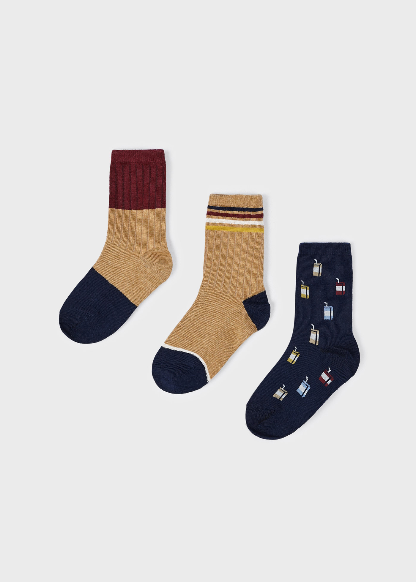 Conjunto de 3 meias de algodão orgânico para meninos