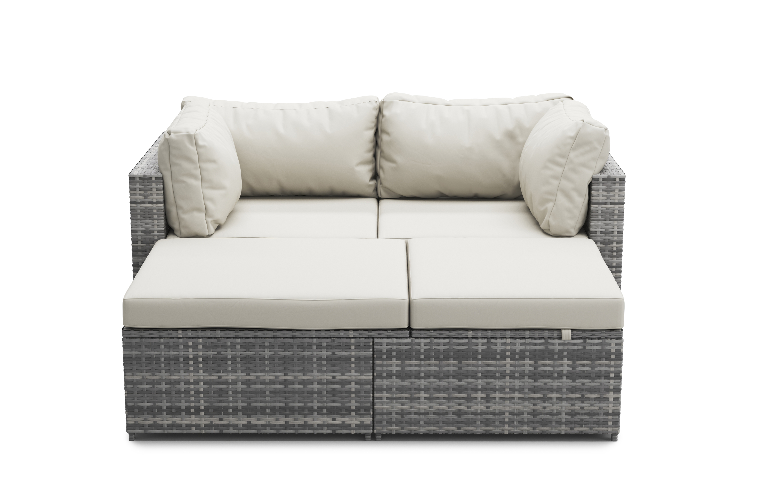 Rattanlounge CHARLIE grau/weiss