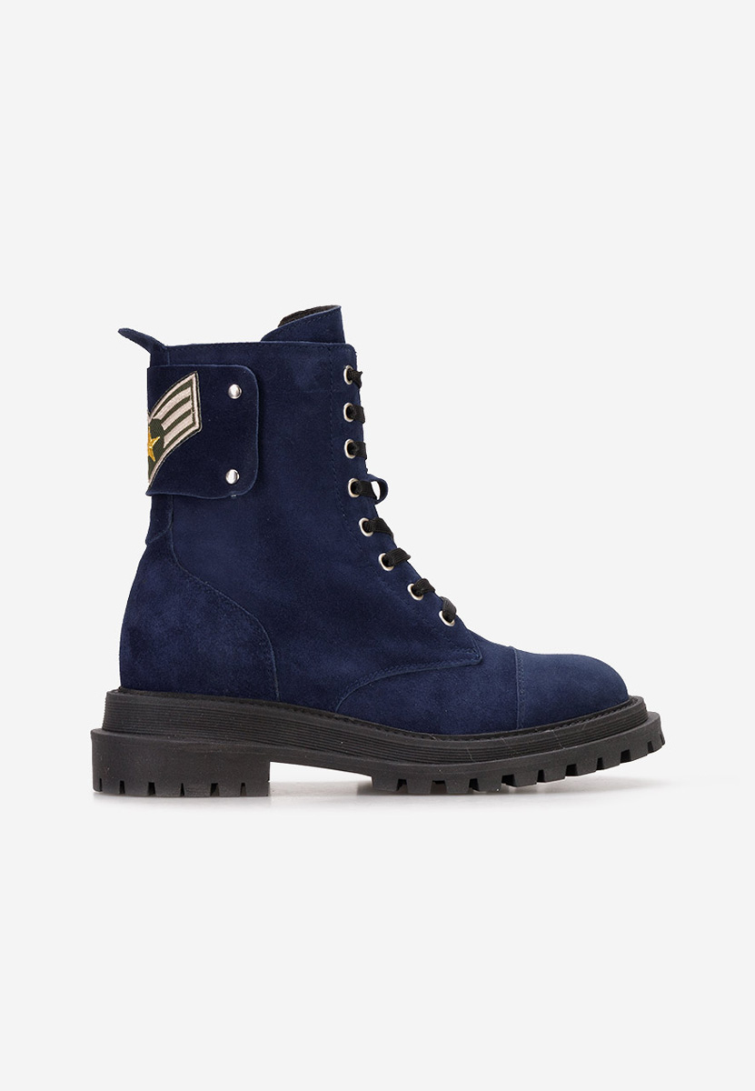 Bottines à lacets femme en cuir marine Navara V2