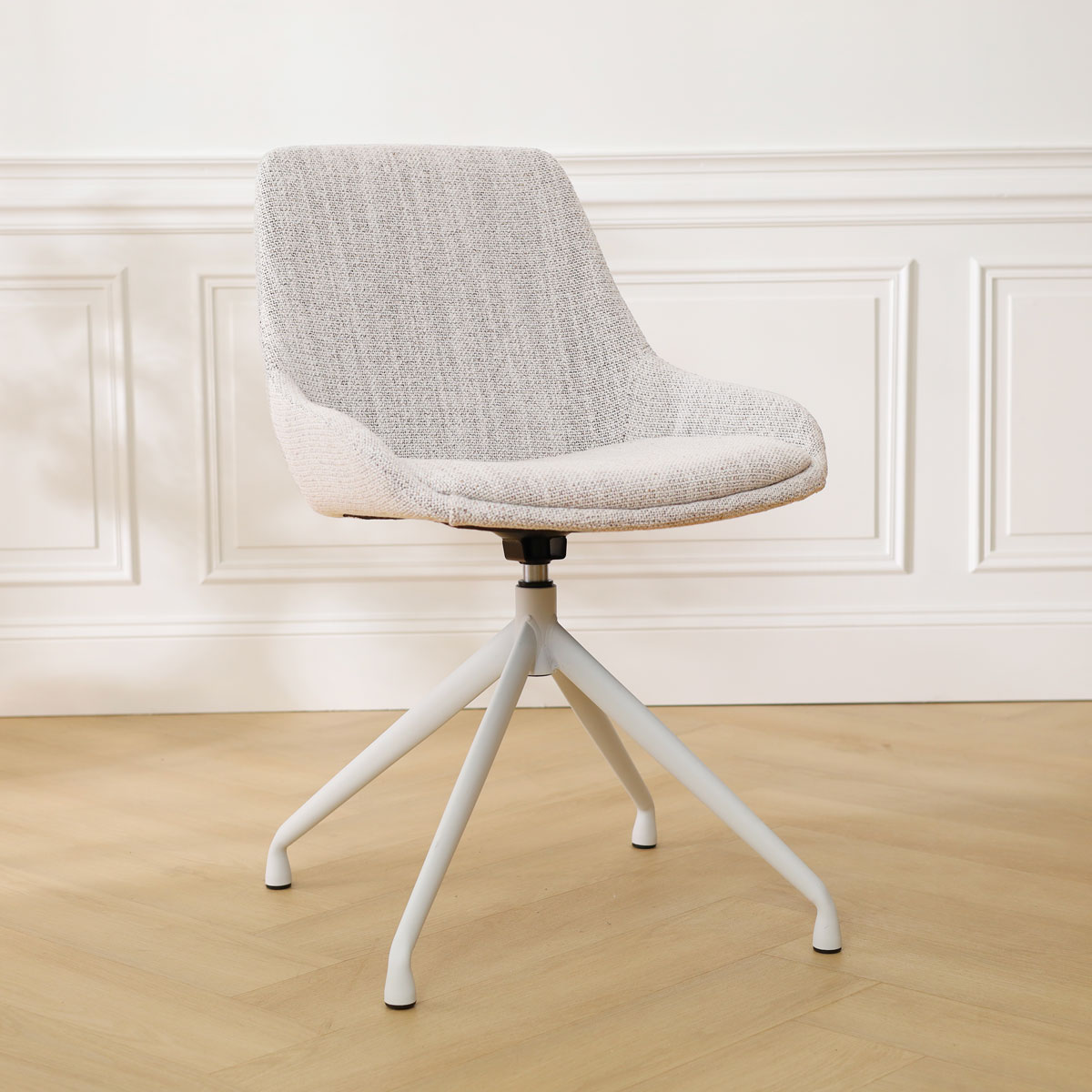Eetkamerstoel Nola-Isa grijs beige gemêleerd draaibaar - wit