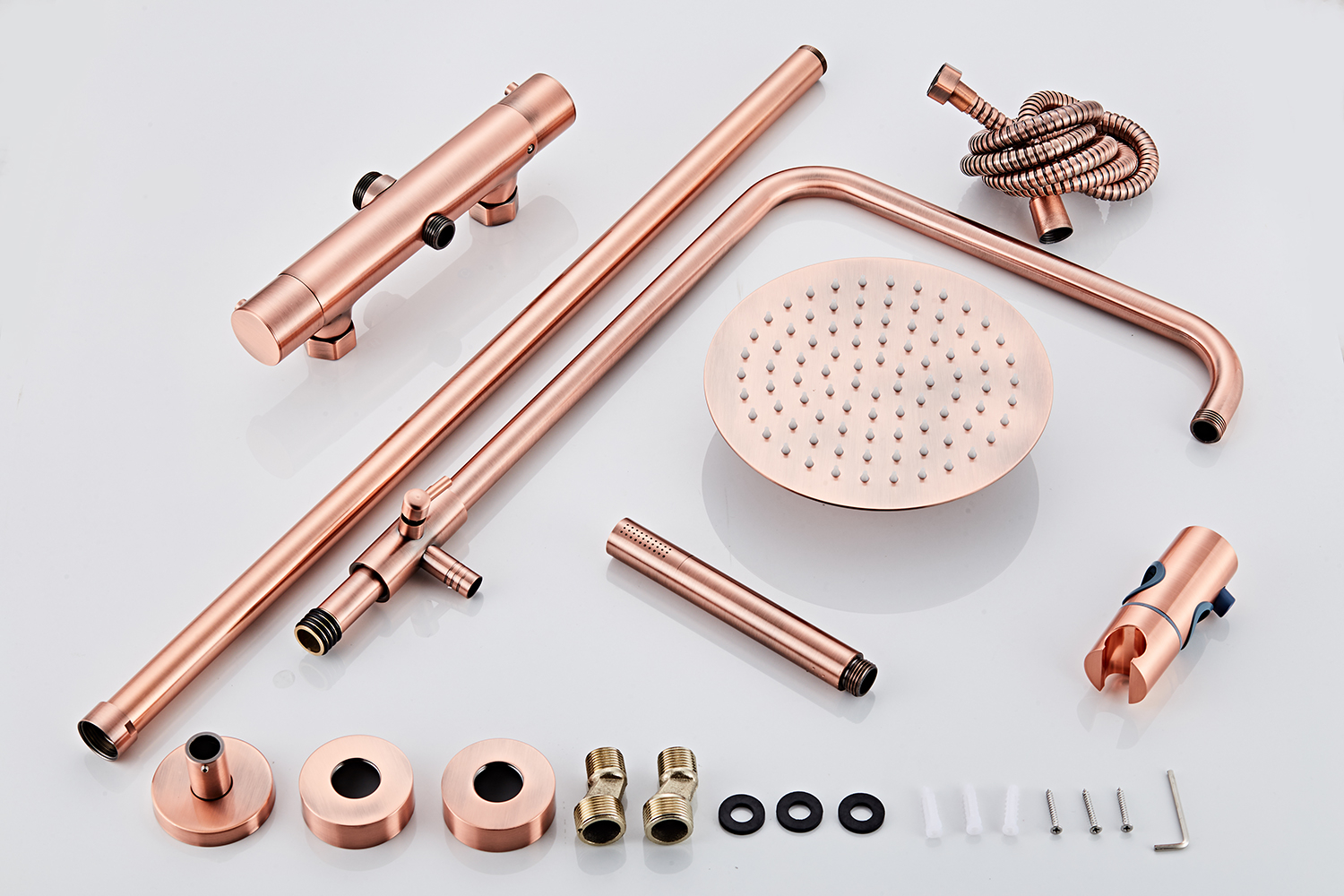 Saniclear Copper complete opbouw 20cm regendouche met thermostaatkraan geborsteld koper