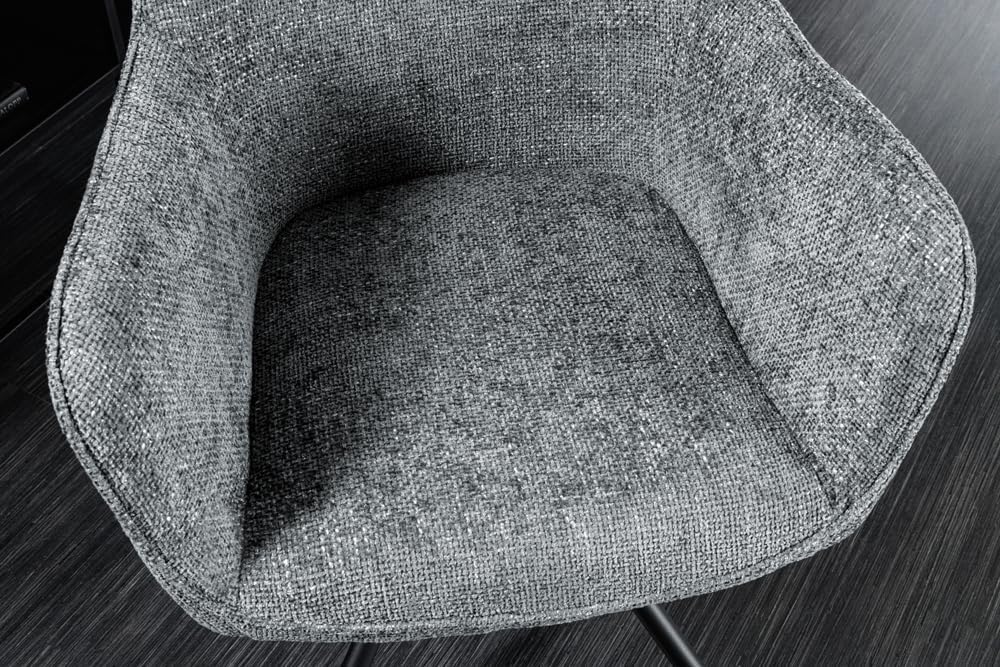 Riess Ambiente Drehbarer Stuhl Verona grau Strukturstoff mit Armlehne Metallbeine schwarz Esszimmerstuhl Küchenstuhl