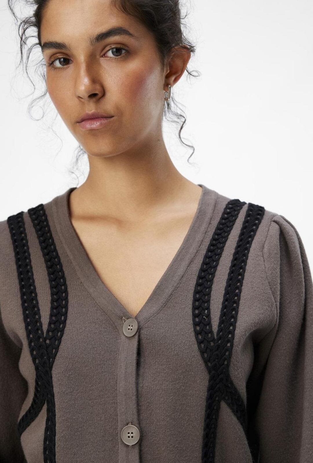 Object Objulla Knit L/S Re Cardigan 134 4568613 morel black