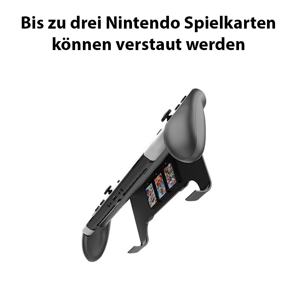 Hardcase Hülle mit Aufsteller und Spielkarten-Aufbewahrung für Nintendo Switch OLED - Schwarz