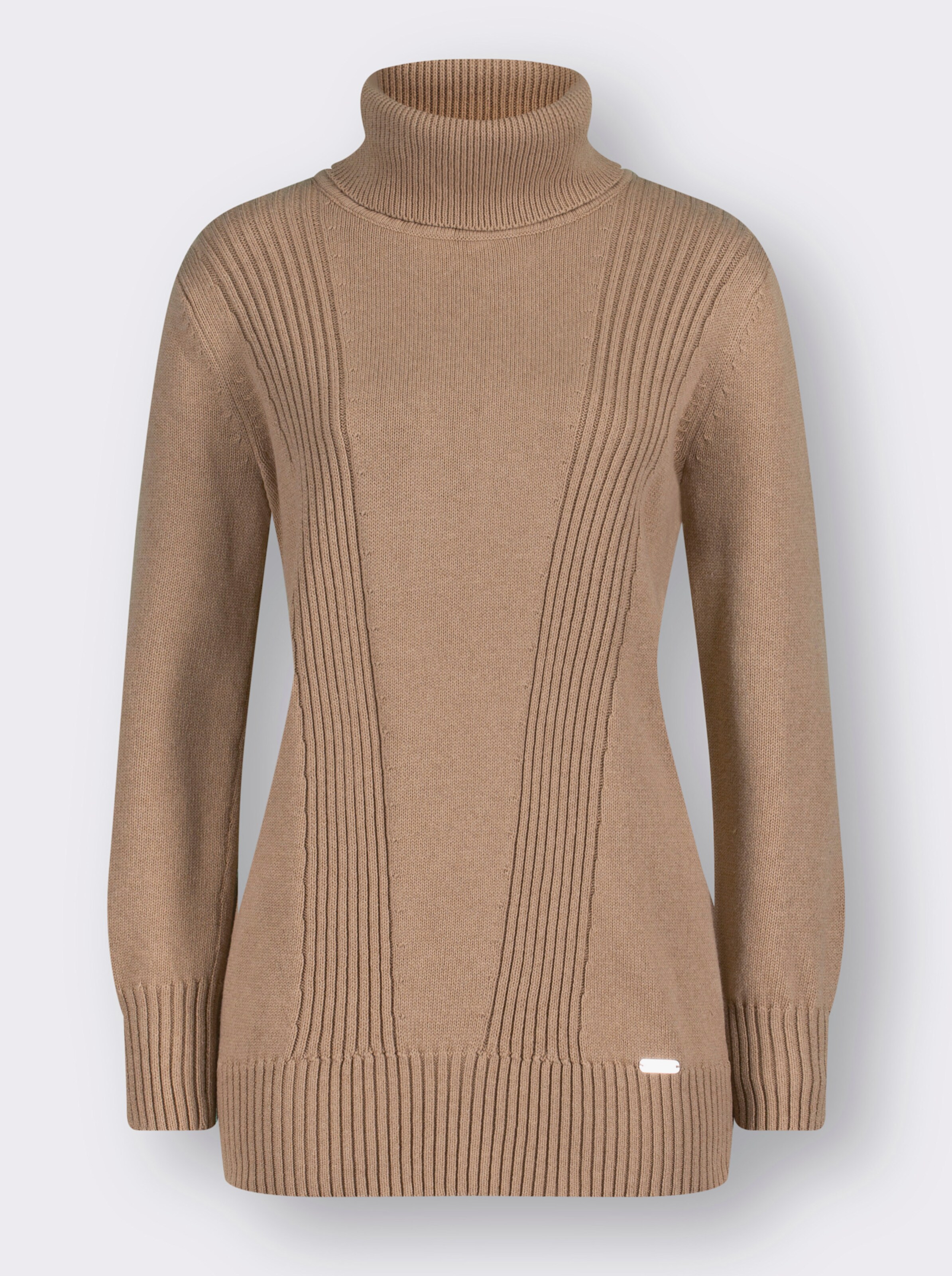 Longpullover mit gerippten Partien