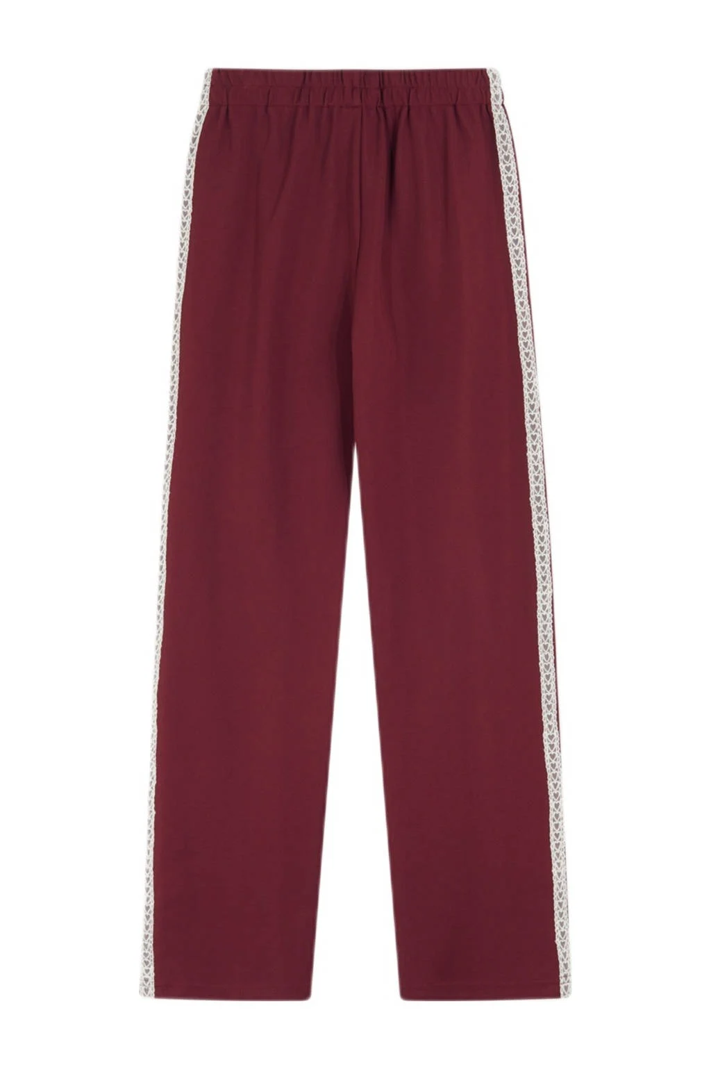 Shoeby wide leg broek met kanten bies donkerrood