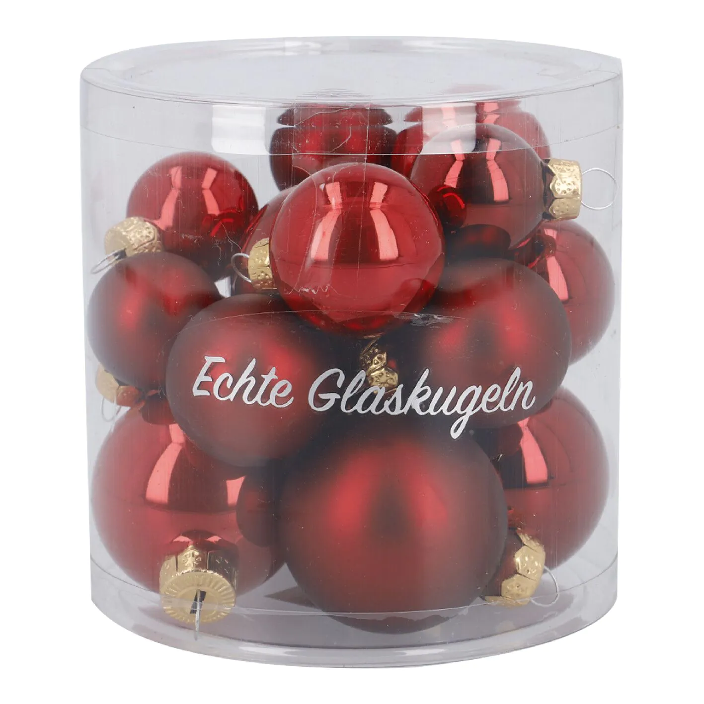 17er Weihnachtskugel Set Glaskugeln Mix, rot