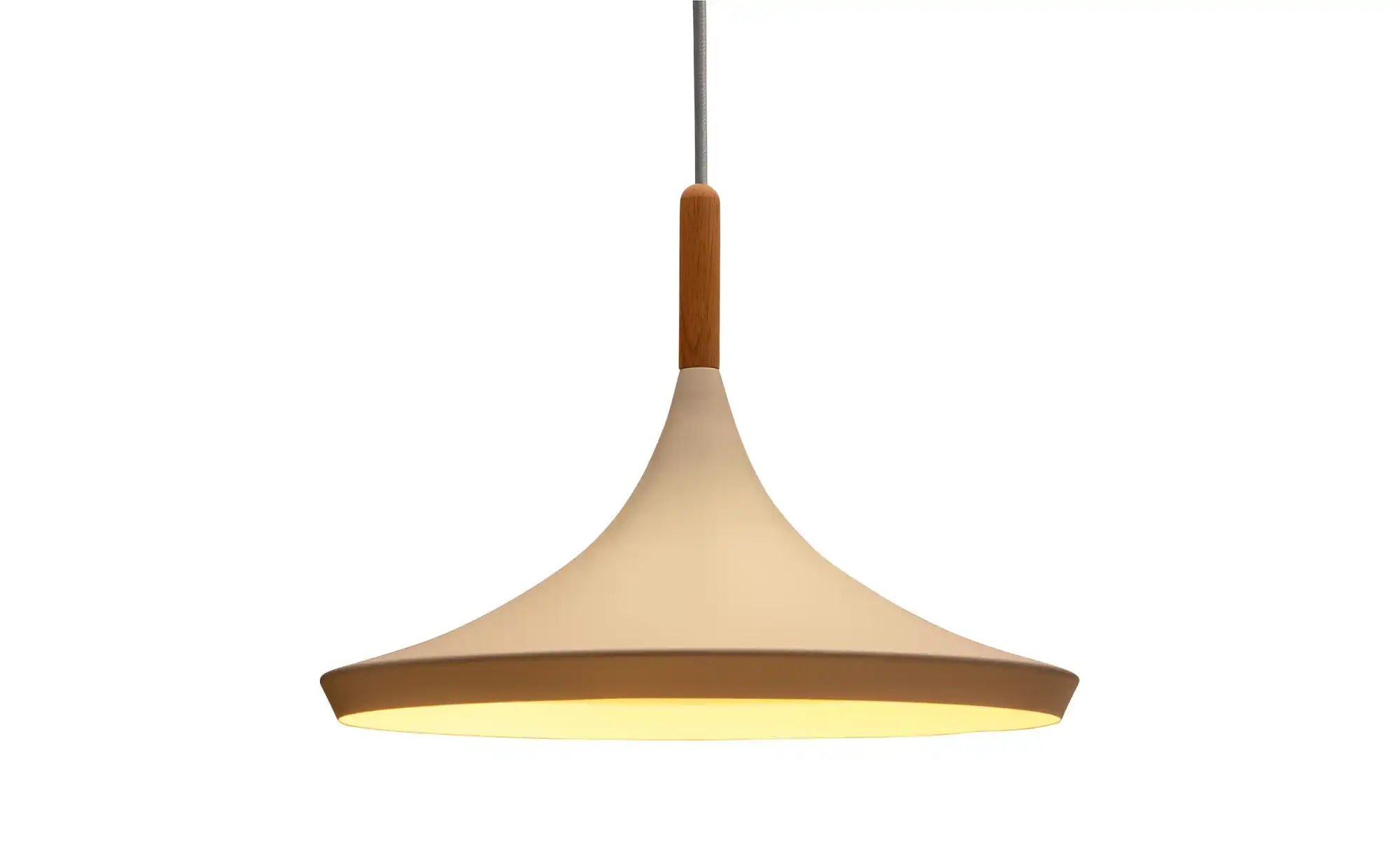 Pendelleuchte, 1-flammig, weiß / Holz