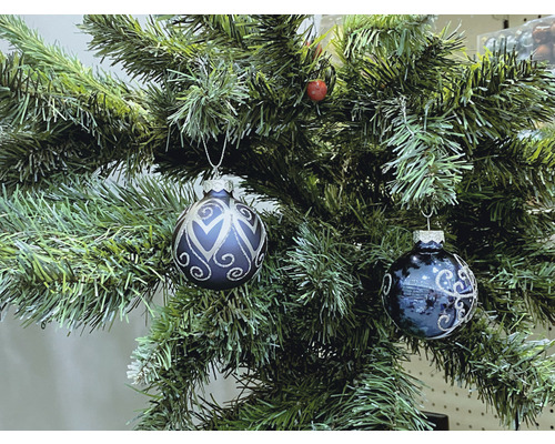 Lafiora glazen kerstboomballen, Ø 8 cm, blauw, 4 stuks.