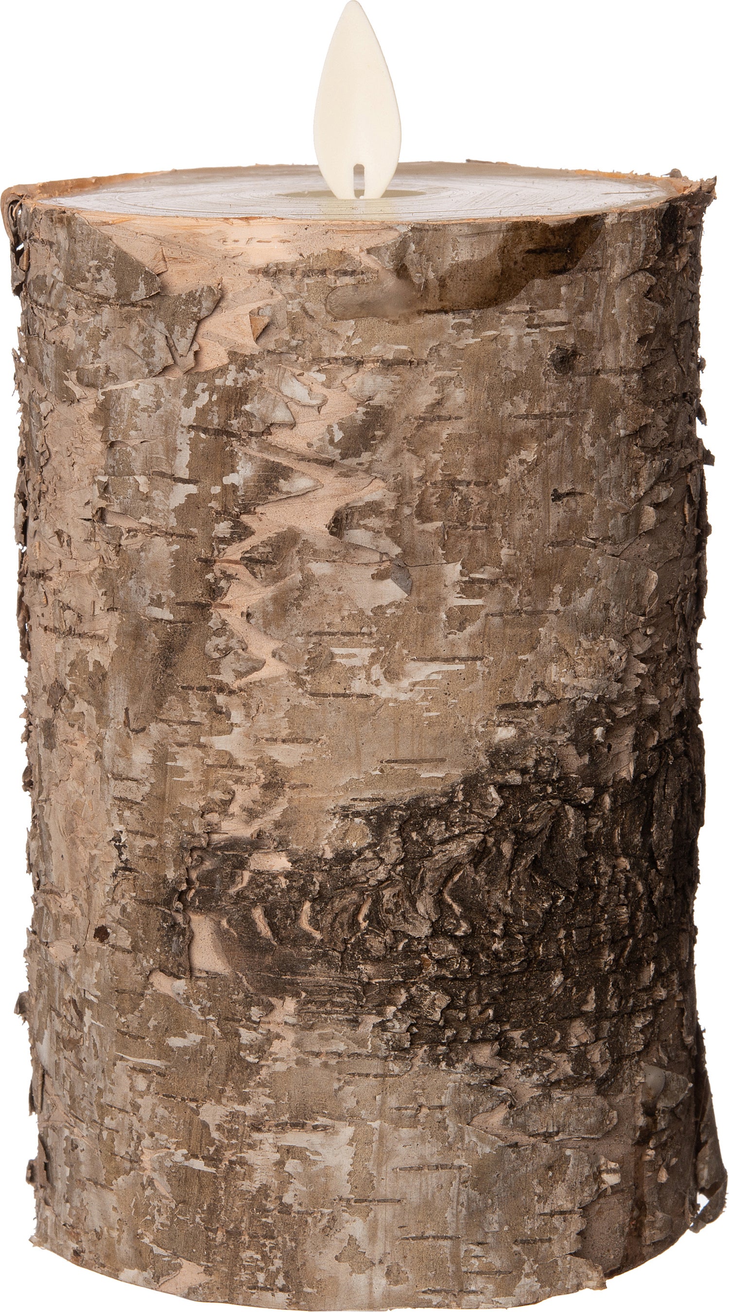 Anna's Collection LED stompkaars berk bruin met timer D 9 H 13,4 cm