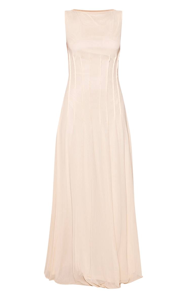 Butter Cream Robe Maxi Petite Beurre Crème Avec Détail De Couture Frontale