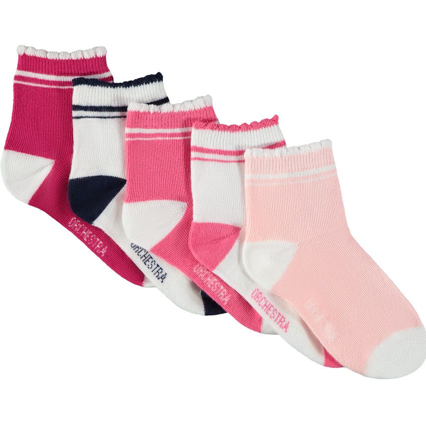 Lot de 5 paires de chaussettes fantaisie bicolores pour fille - Multicolore