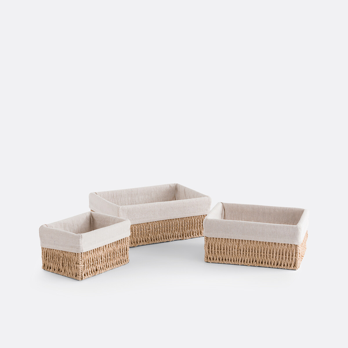LA REDOUTE INTERIEURS<br>Conjunto de 3 cestos de corda de papel, Papeli