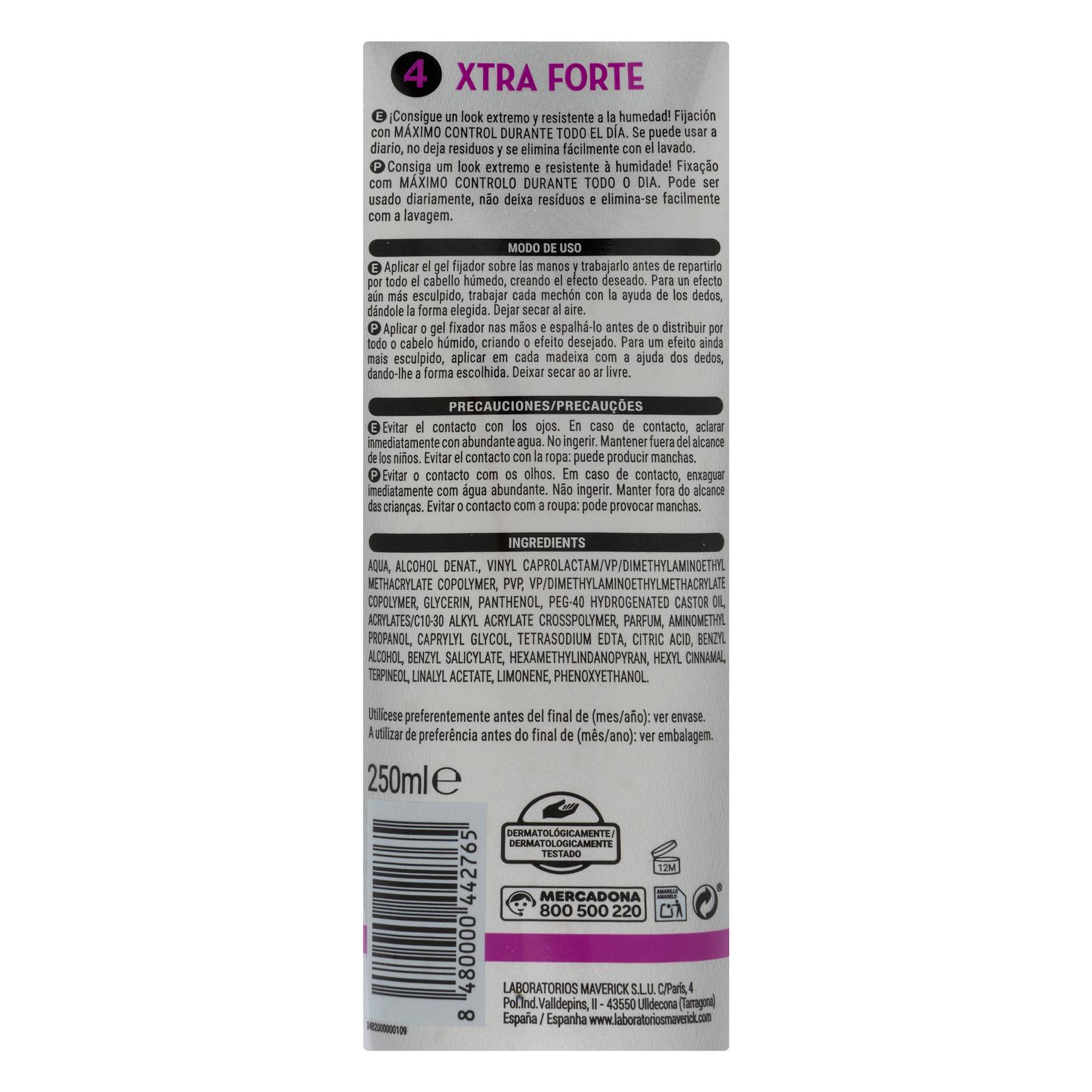 Gel fixateur capillaire Deliplus Xtra Forte, tenue 4