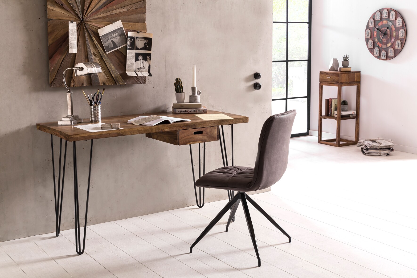 FineBuy Schreibtisch BAGLI 130 cm Laptoptisch Ablage Bürotisch Arbeitstisch